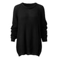 thumbnail image 5 of MSJUHEG Womens Long Sleeve Tops Off The Shoulder Sweater Top Polyester Off-The-Shoulder Pullover Style Long Sleeves Lightweight Knit Sweater For Women Black M, 5 of 5