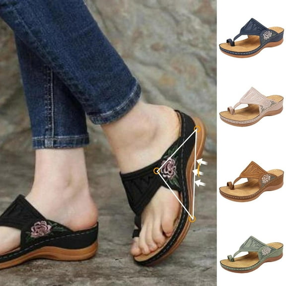 Orthopedic Sandals for Women Walking Slippers with Arch Support Anti-Slip Breathable Sandal Slip On Flip Flops