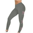 thumbnail image 2 of Breast Cancer Print Pants for Women Awareness Pink Ribbon Print Soft Trousers High Waist Workout Tights Yoga Leggings,Gray 9,L, 2 of 5