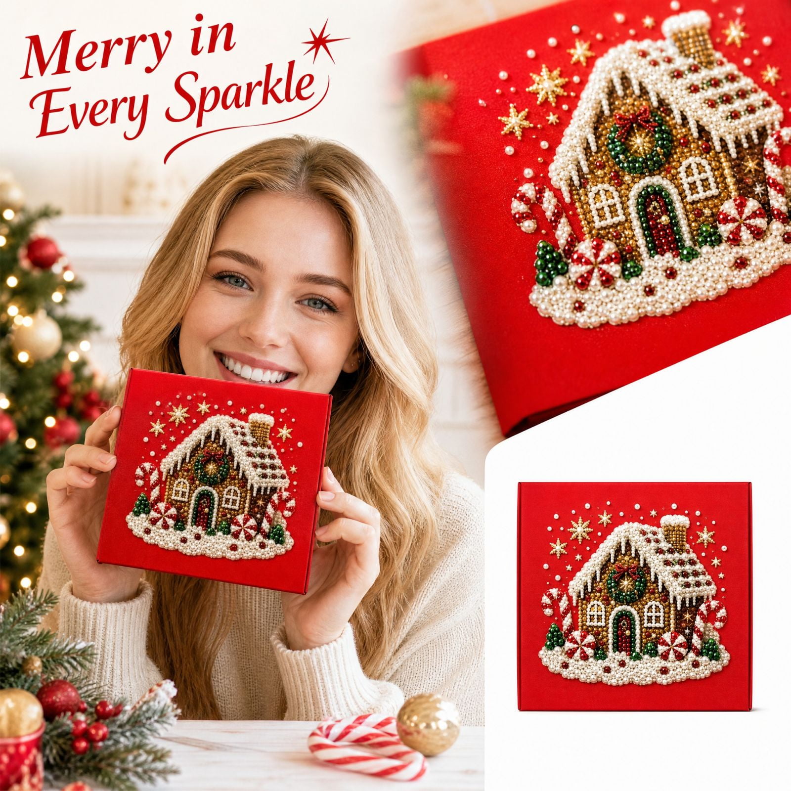 Christmas Diamond Art Greeting Cards Diy Holiday Cards With Sparkling Rhinestones For Handmade Messages Party Favors Gift Giving And Home Displays