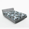 thumbnail image 2 of Ambesonne Peony Fitted Sheet, Beehive Hexagon Floral Scene, King Size, Pale Azure Blue Taupe, 2 of 5