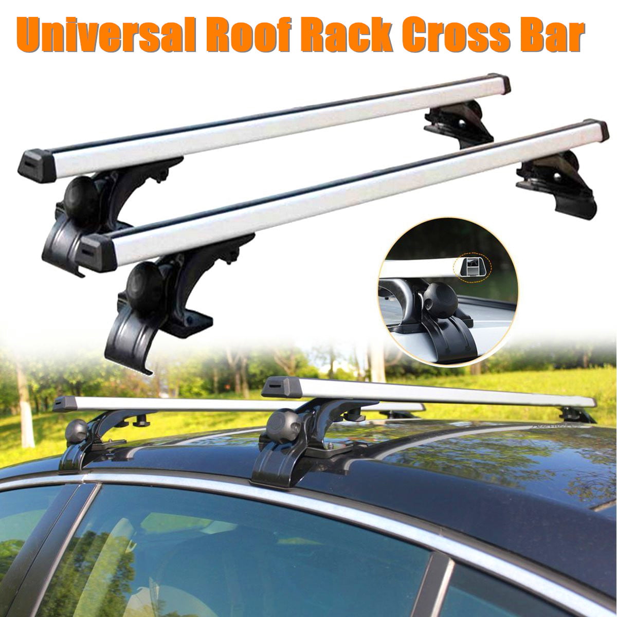 Car Top Roof Cross Bar Luggage Cargo Carrier Rack w/ 3 Kinds Clamp Silver 150KG LABLT Universal 48 Inch 120CM 330LB