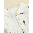 thumbnail image 6 of Nygoyerh Newborn Baby Girls Cute Summer Romper Carrot Print Fly Sleeve Lapel Jumpsuit Infant Toddler Casual Cotton Linen Bodysuit for Daily Vacation 3M 6M 9M 12M 18M 24M, 6 of 8