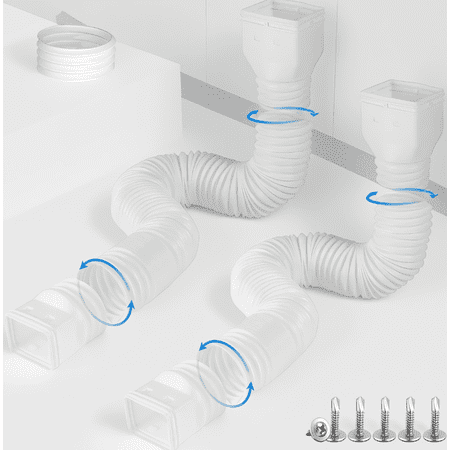 2 Pack Flexible Downspout Extensions, 58-Inch & 68-Inch Extendable Gutter Drain Pipes with Adapters and Connector, White