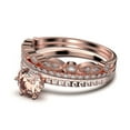 thumbnail image 4 of Beautiful Art Deco 2.25 Carat Round Cut Morganite And Diamond Moissanite Engagement Ring, Wedding Ring, Two Matching Band in 925 Sterling Silver With 18k Rose Gold Plating Gift For Her, Promise Ring, 4 of 4