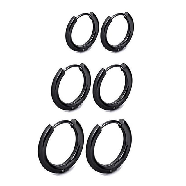 Fiudx Juego de Aretes de Acero Inoxidable, Trío de Aros Chapados En Oro, Joyería para Nariz, Labio y Oreja, Diseño En Capas, Acero de Titanio, 3 Tamaños, Múltiples Opciones de Estilo, Accesorio de Mo