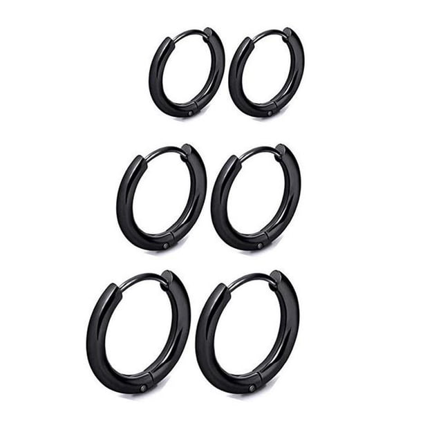 Fiudx Juego de Aretes de Acero Inoxidable, Trío de Aros Chapados En Oro, Joyería para Nariz, Labio y Oreja, Diseño En Capas, Acero de Titanio, 3 Tamaños, Múltiples Opciones de Estilo, Accesorio de Mo
