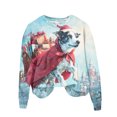 thumbnail image 6 of Women's Fashion Christmas Printed Long Sleeve Loose Round Neck Sweatshirt Top, Holiday Themed Fall Winter Wear with Comfort Fit and Soft Material for Daily Use,Cyan,M, 6 of 6