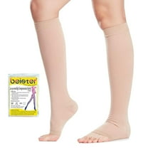 beister Open Toe Compression Socks 20-30mmHg - Medical Anti-Embolism for Post-Surgery & Diabetic Care, Knee-High for Women & Men, Black (2 Count)