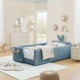 thumbnail image 2 of Twin Upholstered Platform Bed - Sky Blue Boucle, Rabbit Ear Headboard, Safety Rail, 80"x45", Bedroom Furniture. Durable, Cute Design., 2 of 10