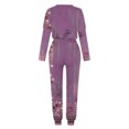 thumbnail image 4 of Sweatsuits 2pcs Sets Womens Jogger Set Long Sleeved Solid Color Leisure Fashion Loose Round neck Two Piece Sweatpants Joggers Purple Size 3XL, 4 of 5