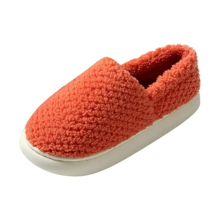 

Women Walking Shoes Winter Couples Women Warm Home Baotou Cover The Heel Plush Soft Bottom Comfortable Solid Color Flat Cotton Slippers slipper for Women Plush Orange