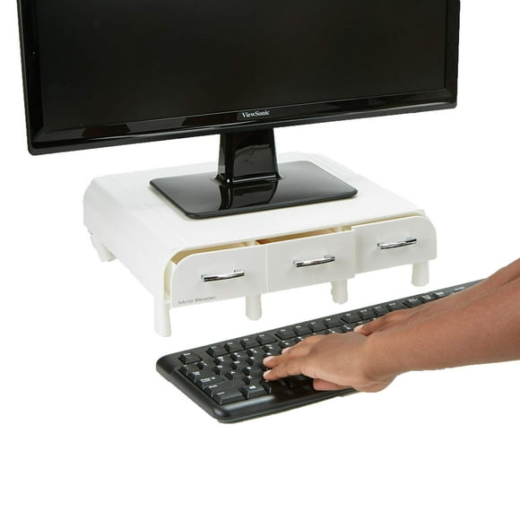 Mind Reader PC, Laptop, IMAC Monitor Stand and Desk Organizer, White