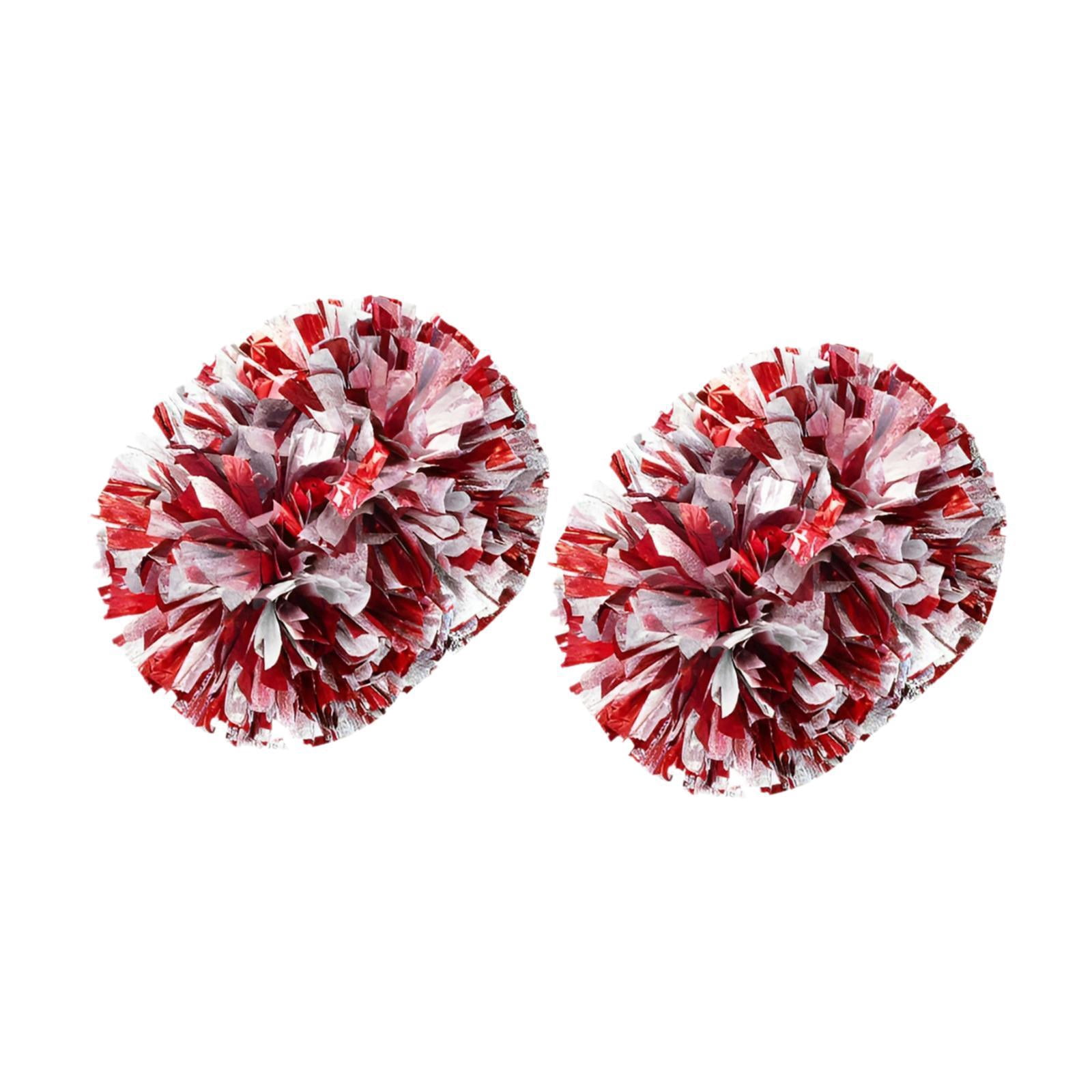LeeQinersw 2 Pieces Cheer Poms Cheerleader pompoms Professional Shiny Cheerleading Pom Poms Red Silver