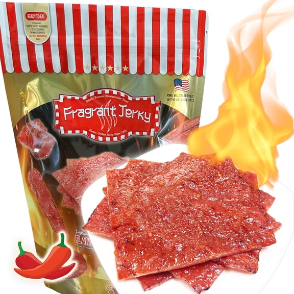 Singapore-Style Fire-Grilled Pork Jerky (Spicy Flavor 4 oz.) *Grilled Fresh to Your Order *Shipped the Same Day - L.A. Times "Handmade Gift" Winner