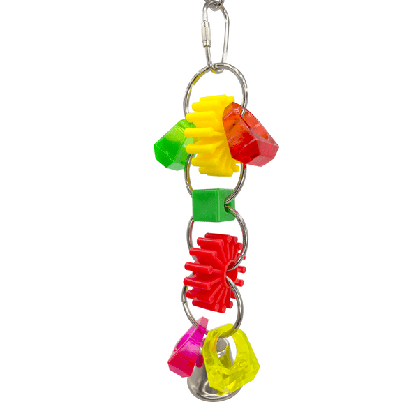 1086 Foot Gear Ringy Ringer Mandarin Bird Toys by M&M - Handcrafted Colorful Durable Hanging Toy