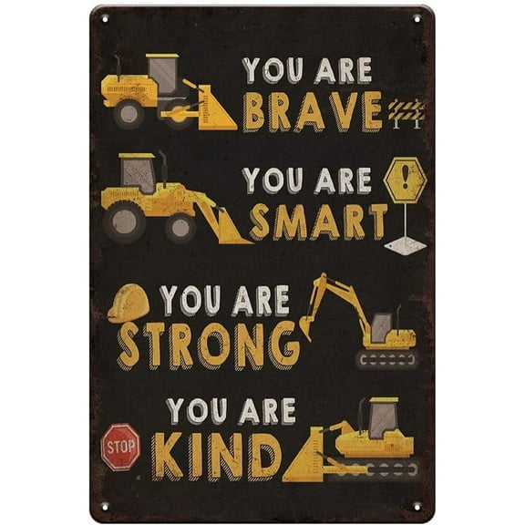 Boy Bedroom decor boys room Decor Construction Trucks Metal Tin Signs, Metal Tin Sign 12 X 8 Inch