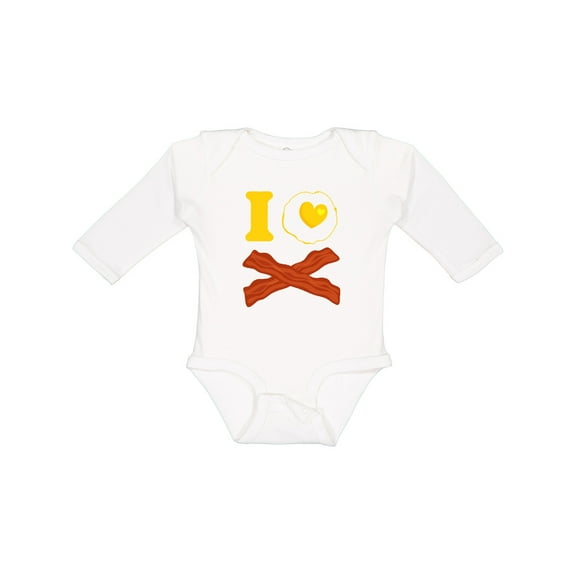 Inktastic I Love Bacon and Eggs Boys or Girls Long Sleeve Baby Bodysuit