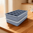 thumbnail image 2 of 4 Pcs Blue Silicone Freezer Molds with Lids, 15-Cavity Ice Cube Trays 7.4 x 4.6 in / 18.7 x 11.8 cm, Easy Release, Stackable Silicone Food Freezer Tray for Cocktail, Beverages, 2 of 5