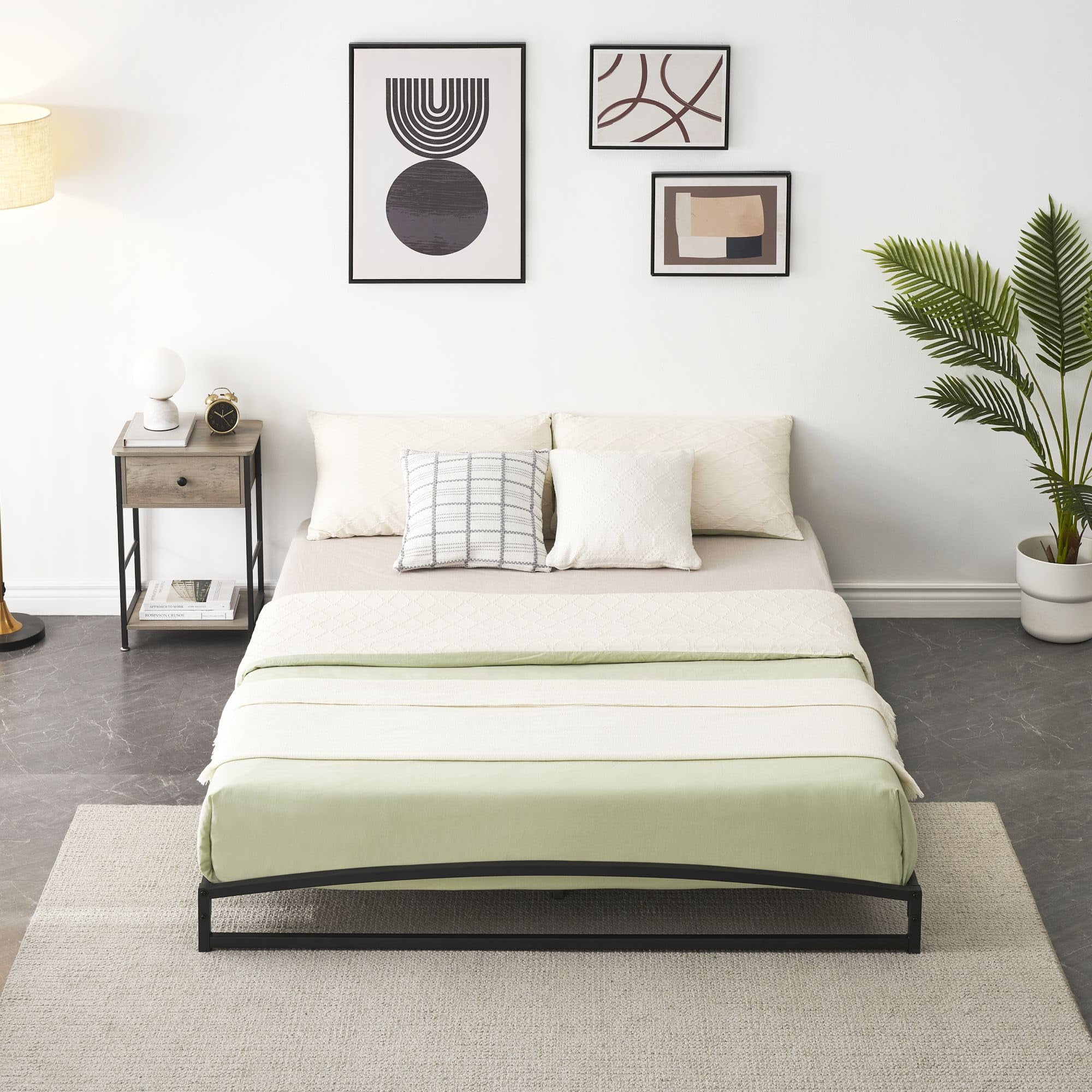 Faitaliicy Low Profile Platform Bed Frame Heavy Duty Metal Twin Bed Frame Queen Size Bed Frame Low King Bed Frame Full Bed Frame Mattress Foundation With Steel Slat Support No Box Spring Needed