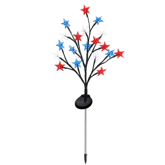 Memorial Day Saving!4th of July Decorations, Americans Independence Day Red White Blue Five-pointed Star Tree Branch Lights Lawns Garden Festive Atmospheres Decorative Light String