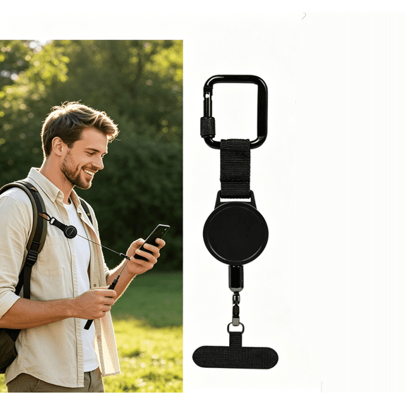 Phone Tether Anti Theft Retractable Phone Lanyard Tether Cellphone Tab Strap with Anti-Drop Harness for Outdoor Hiking