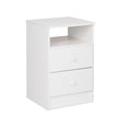 thumbnail image 1 of Wright Home Table de Chevet Moderne en Bois 2 Tiroirs Blanc, 1 of 6