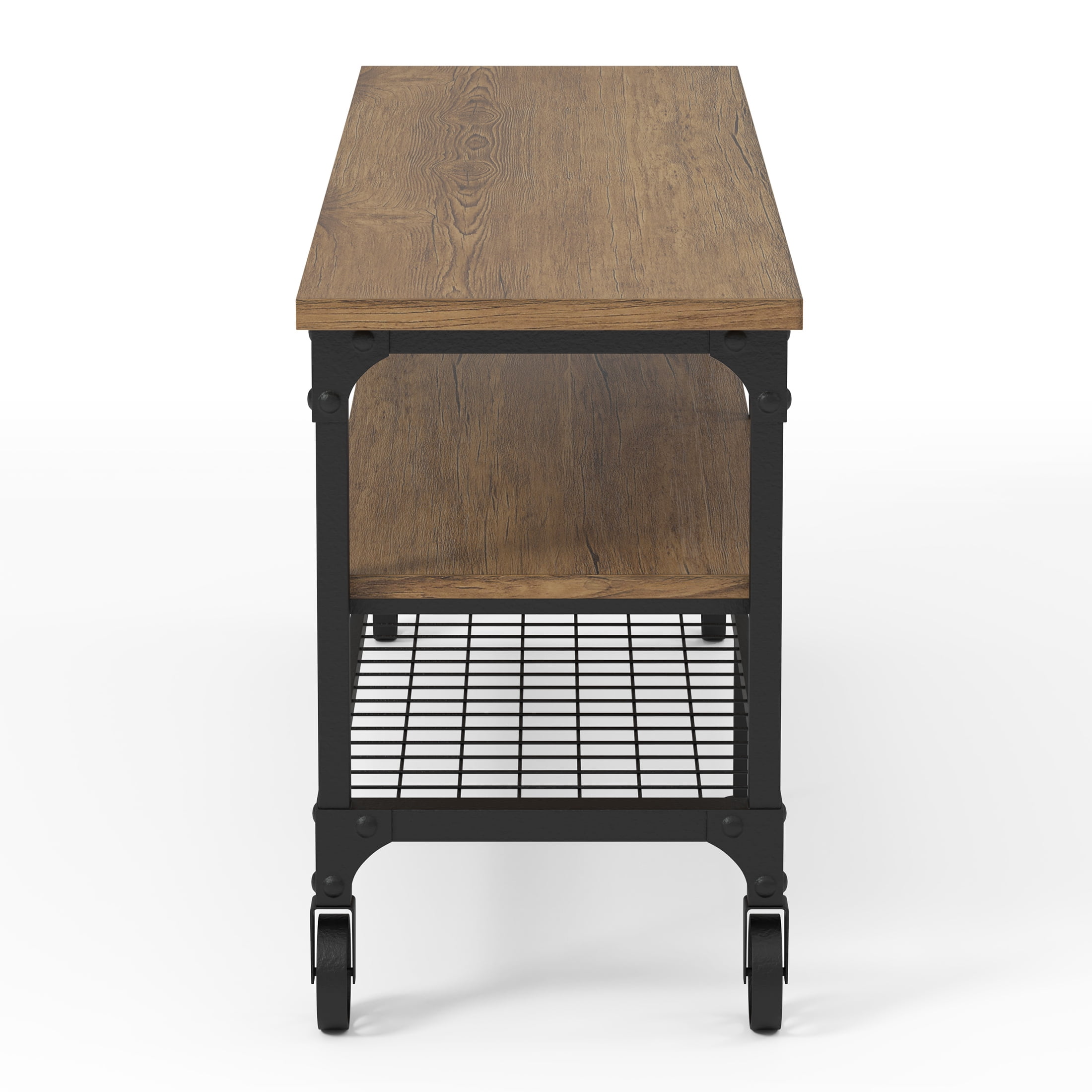 FOA Janson TV Stand for TVs up to 60" with Casters, Medium Oak
