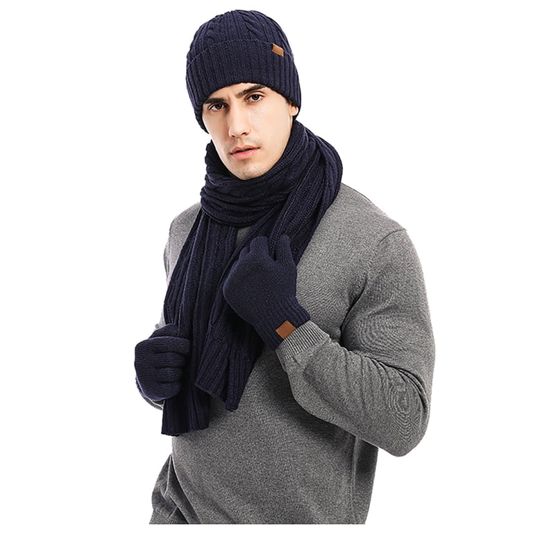 3 Piece Winter Set with Knit Hat Scarf and Gloves Thermal 