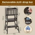thumbnail image 5 of Kids Kitchen Step Stool Helper Baby and Toddler Multi-Function Step up Nursery Helper Stand with Safety Rail in Natural Bamboo, Strong and Lightweight (Black), 5 of 15