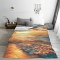thumbnail image 5 of Honeii Tropical Sunset Beach Scene Print Fleece Blanket - Throw Blanket for Bed, Sofa, Couch, Camping, and Travel , Microplush Ultra Soft Warm Blanket-50"x40", 5 of 7