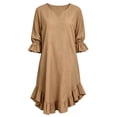 thumbnail image 6 of Ayolanni Flutter Sleeve Dresses for Women 2026 V-Neck Solid 3/4 Sleeve Lightweight Maxi A-Line Dress Flowy Straight Ruffle Hem Vacation Sundress Yellow S, 6 of 6