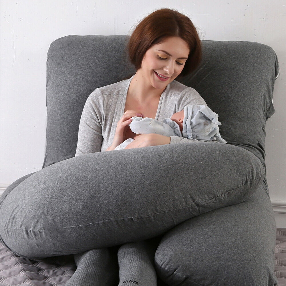 SHANNA Oversized Pregnancy Pillow Maternity Belly Contoured Feeding Body Support Cushion -Dark Gray