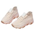 thumbnail image 3 of Zapatillas de deporte casuales para mujer Zapatos de plataforma con suela suave de goma superior tejida voladora para todas las estaciones LB11 Beige 36, 3 of 12