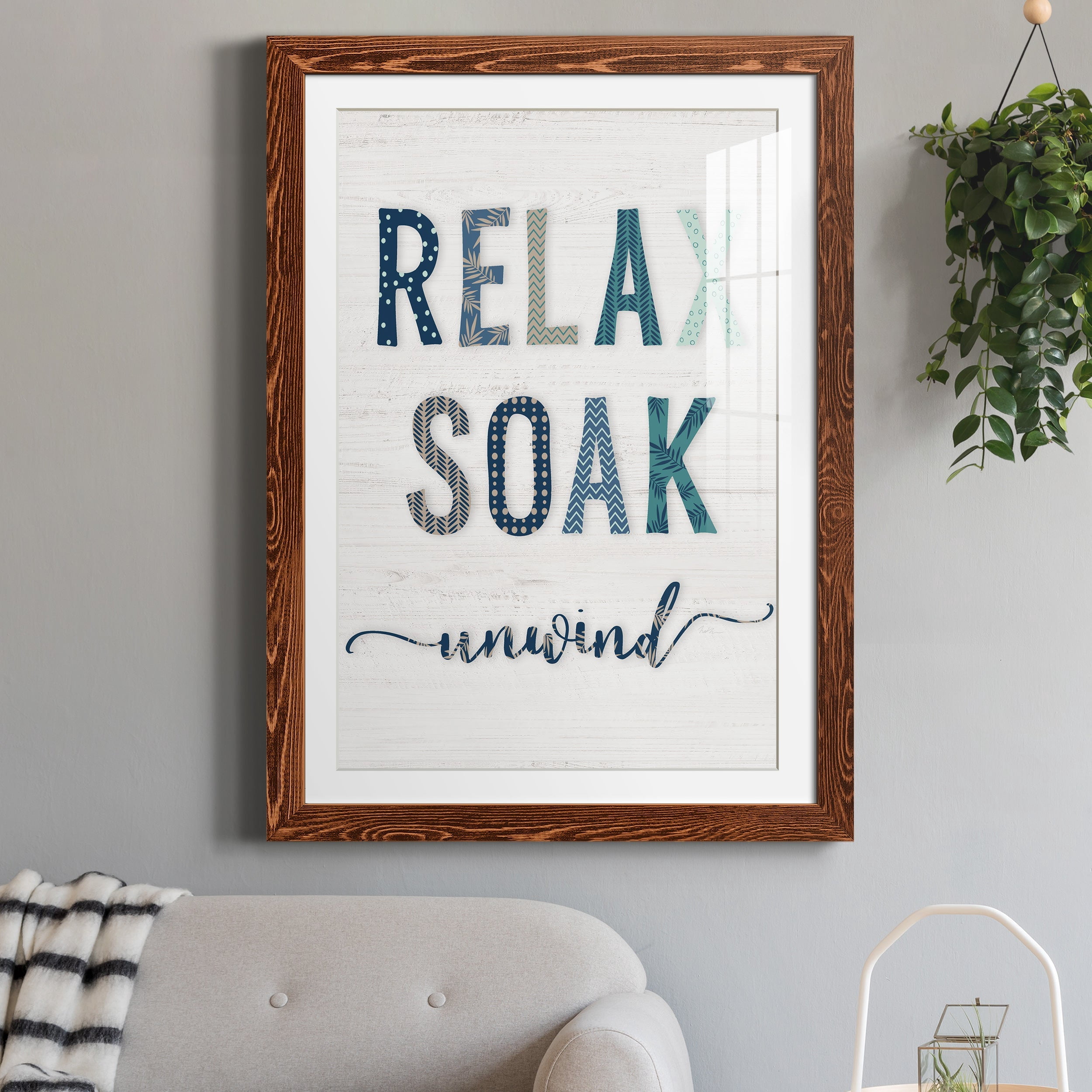 Relax Soak Unwind - Premium Framed Print - Distressed Barnwood Frame - Ready to Hang