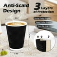 thumbnail image 3 of Disposable Coffee Cups 12 oz 100 Pack, Paper Coffee Cups 12 oz for Hot Drinks or Cold Beverages, Insulated Corrugated Ripple Wall Cup for Office, Cafe, Home or Travel (Black), 3 of 8