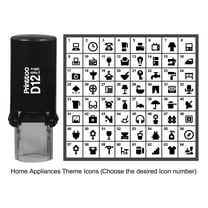 Printtoo Personalized Home Appliances Theme Icons Round Rubber Stamp Self Inking Stamper 12 mm-Violet