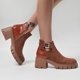 thumbnail image 2 of Zapatos Botines de mujer Zapatos de mujer botas con estampado de a la suela gruesa botas de tacón grueso para mujer botas transpirables de con punta redonda y tacón grueso para mujer (Brown 8.5), 2 of 7