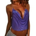thumbnail image 2 of Hpapadks Womens Tank Top Chain Beading Sleeveless Backless Halter Crop Top Club Vintage Tanks Camisole Tops for Women Purple L, 2 of 4