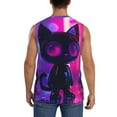 thumbnail image 4 of Goofa Neon Toy Cat Reflections Printed Men's Sleeveless T-Shirt - Athletic Gym Workout Tank Top for Men - Moisture-Wicking, UPF 30+ Quick-Dry Muscle Tee-Large, 4 of 8