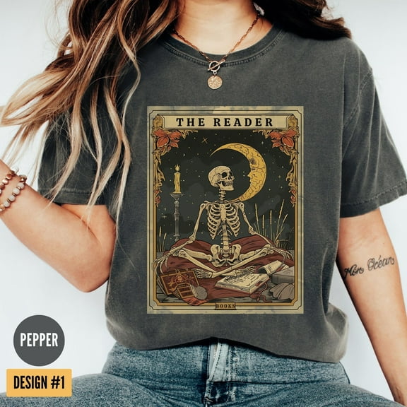 The Reader Tarot Card Shirt, Skeleton Reading Shirt, Unisex Tarot Card Shirt, Book Lover Gift, Bookish Gift,Tarot Lover Gift