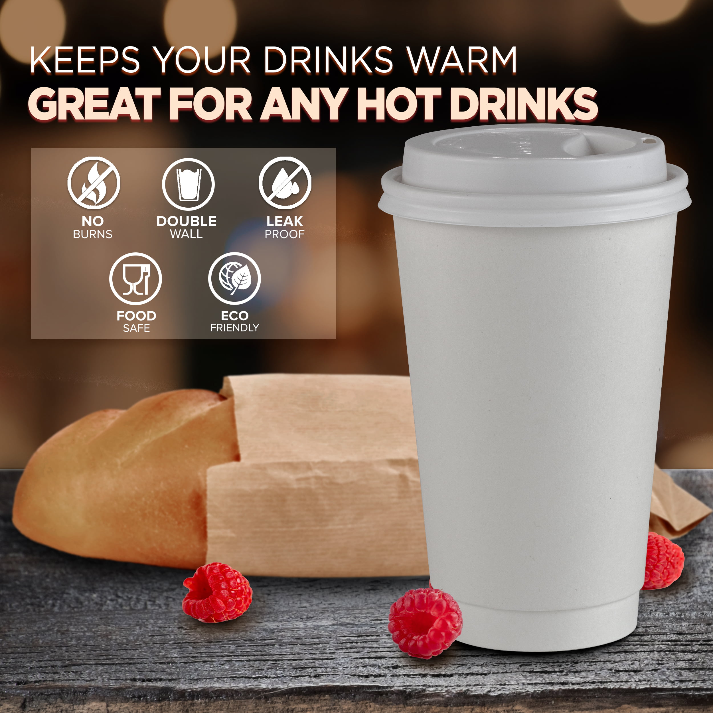 [500 Pack] Disposable Coffee Cups - 16 oz White Double Wall Insulated To Go  Coffee Cups - Kraft Paper Cups for Chocolate Tea, Espresso, and Cocoa