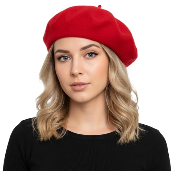 Minzimin Wool Beret for Women French Style Artist Hat Solid Color Basque Beanie Cap