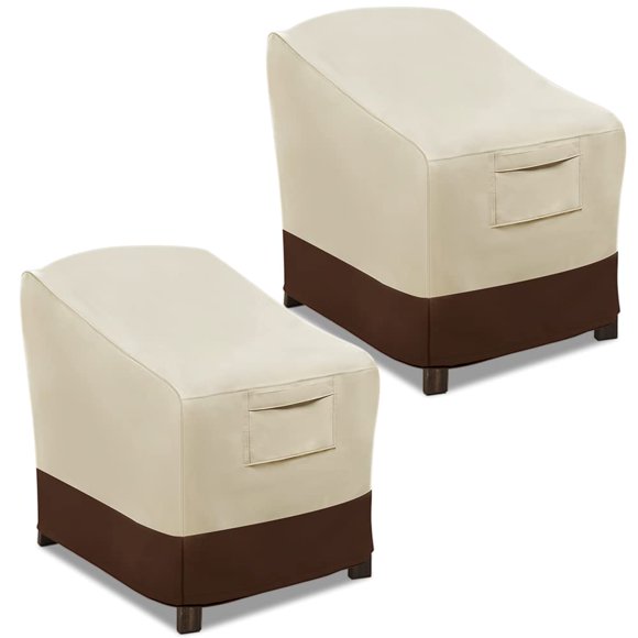 Vailge Fundas Para Sillas De Patio, Fundas Para Asientos Profundos, Resistentes E Impermeables, Fundas Para Muebles De Jardín Para Exteriores (Paquete De 2, Beige Mediano Y Marrón)