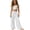 White, variant on Girls Linen Pants, High Waist Loose Summer Beach Pants with Drawstring Elastic Waist Palazzo Trousers (Khaki, 8-9 Years)
