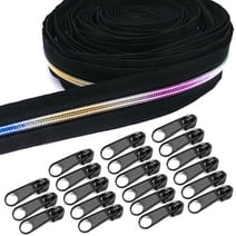 Goyunwell #5 Black Rainbow Zipper Tape by the Yard 10 Yard 20pcs Black Zipper Pulls for Sewing Purse Bag