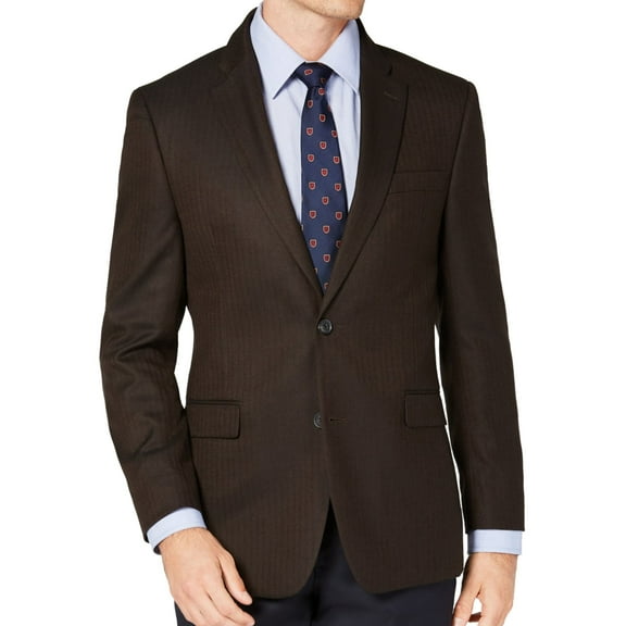 Tommy Hilfiger Mens Trevor Two Button Blazer Jacket, Brown, 40 Long