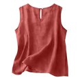 thumbnail image 5 of idosla Cotton Linen Tank Tops for Womens Comfy Lounge Wear Summer Sleeveless Crewneck Shirt Casual Blouse Loose Fit Cami (Red, M), 5 of 7