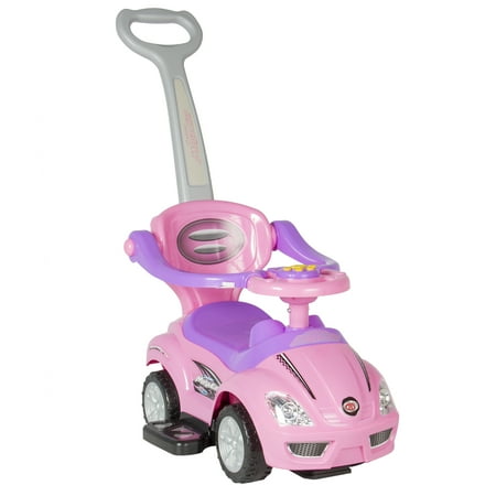 Boy Baby Wagon Best Choice Products 3-in-1 Kids Indoor Outdoor Push and Pedal Car Toddler Ride-On Wagon Play Toy Stroller w/ Handle, Horn, Music - Pink ()