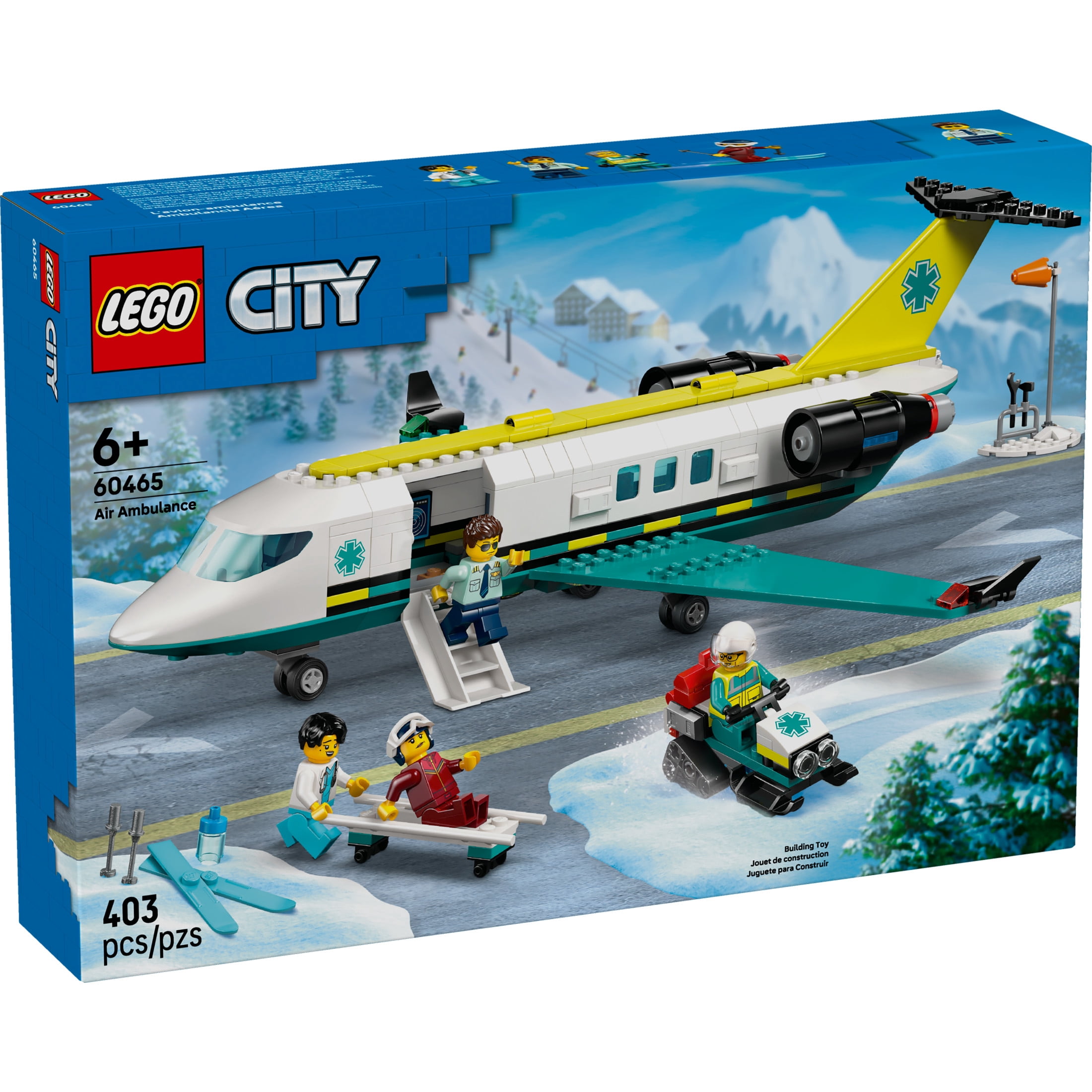 LEGO City Emergency Air Ambulance Airplane Building Toy for Kids - Pretend Play Rescue Airplane Model for Boys & Girls, Ages 6+ - Building Blocks W/Hero Minifigures - Gift Idea for Birthdays - 60465